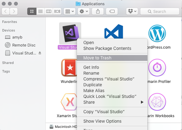disable external console in visual studio for mac